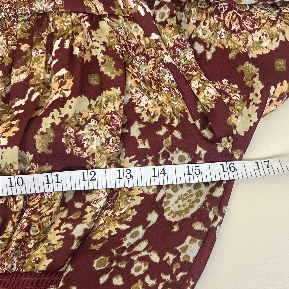 NWT Free People Run Free V-Neck Long Balloon Sleeve Chocolate Combo Size XS
